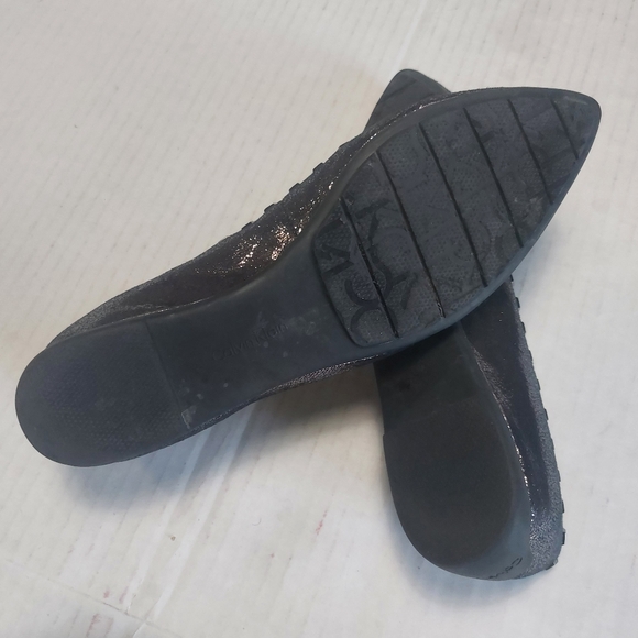 Calvin Klein Blossom Metallic Black Silver Slip-on Flats Size 8.5M - Picture 10 of 13